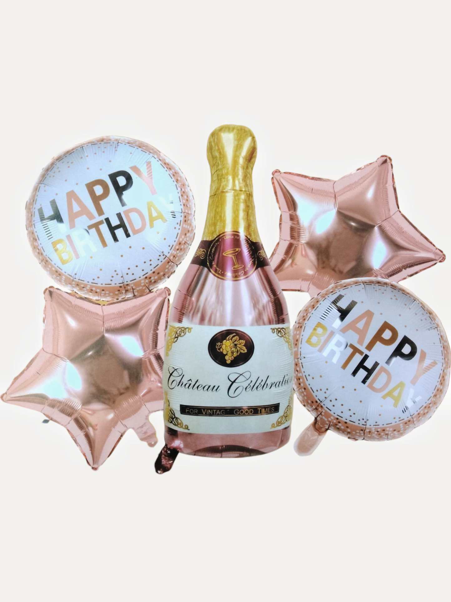 SABAC Rose Gold Champagne Birthday Foil Balloon Set – Party Celebration Decor