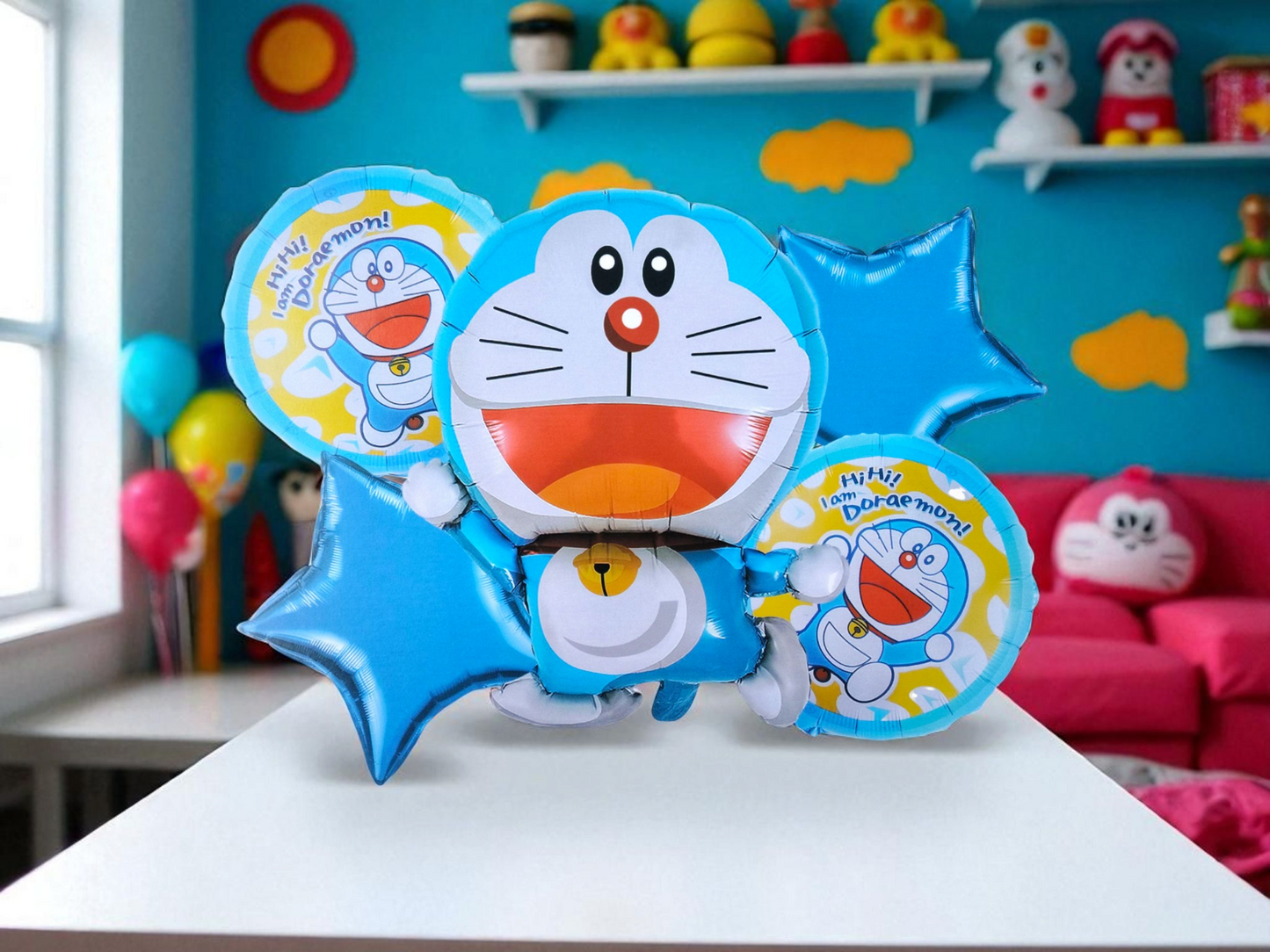 SABAC Doraemon Cartoon Foil Balloon Set – Fun Party Decoration Pack for Kids