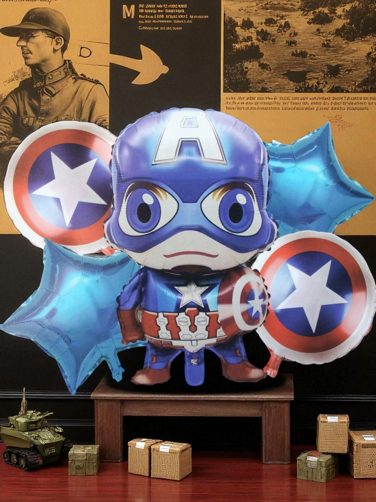 SABAC Captain America Foil Balloon Set – Superhero Party Decoration Pack