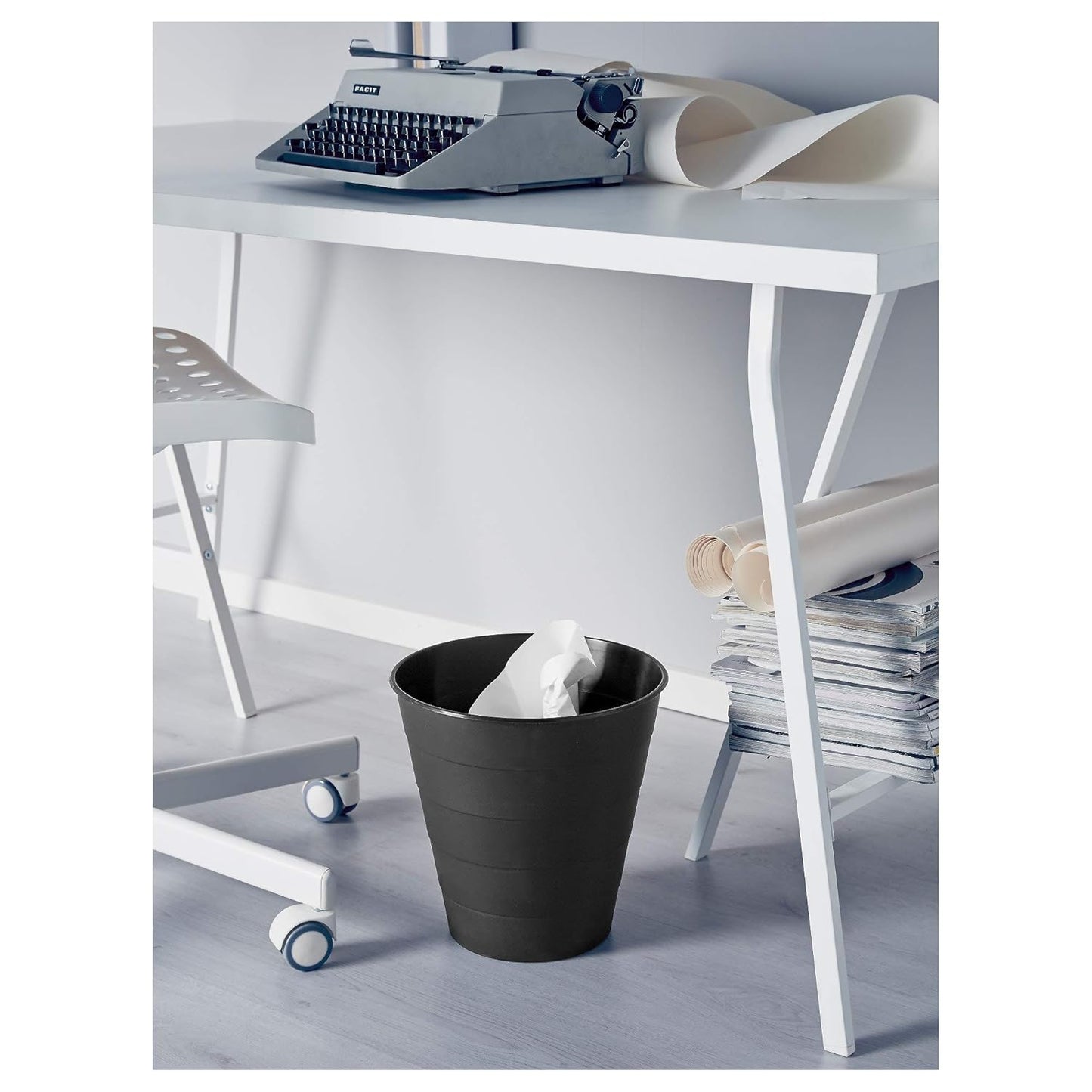 SABAC Plastic Open-Top Waste bin, Black, 10 L (3 Gallon)